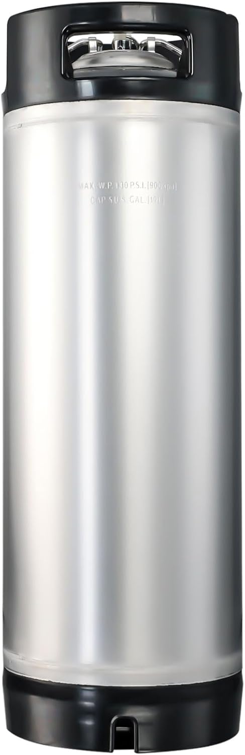Steel Corny Keg, 5 Gallon Ball Lock Homebrew Beer Keg, Black Handles