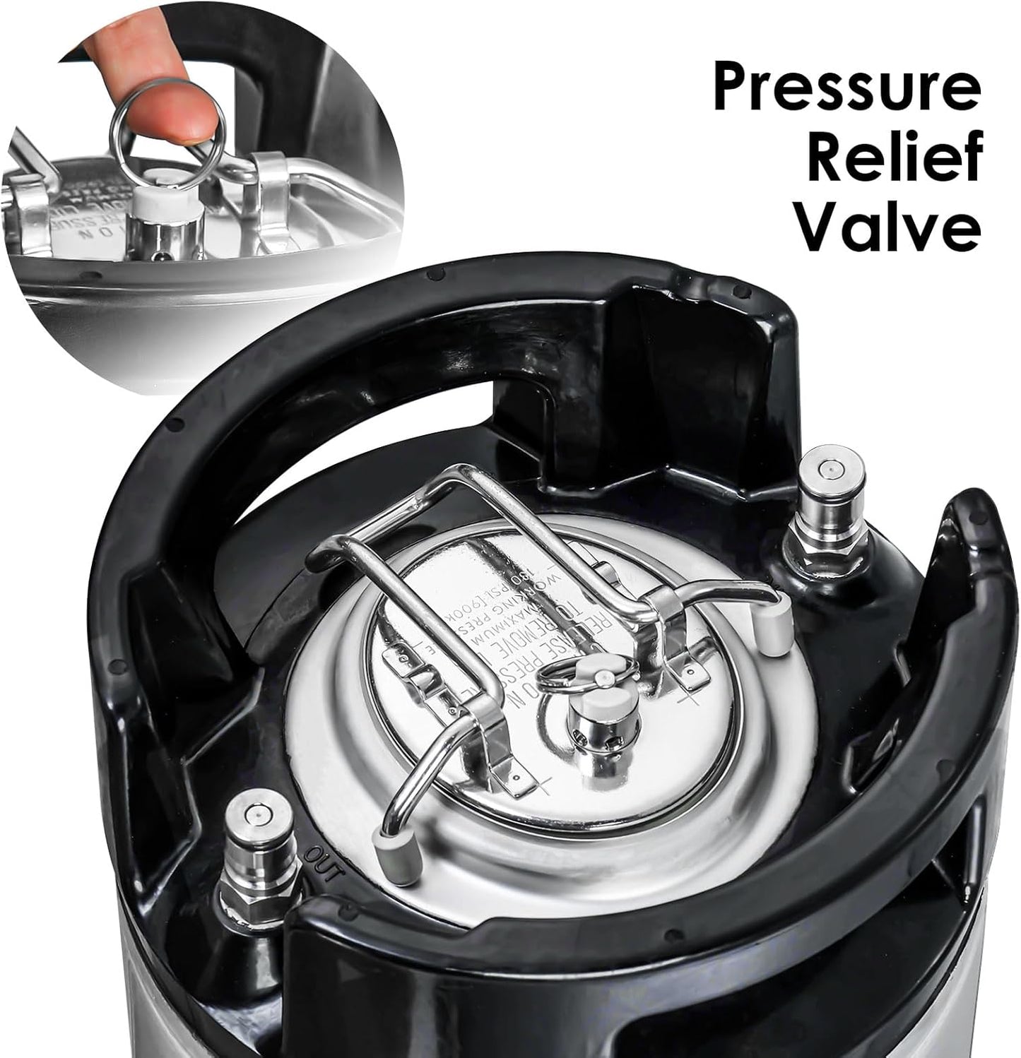Steel Corny Keg, 5 Gallon Ball Lock Homebrew Beer Keg, Black Handles