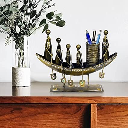 Metal Boat Decor Table Top Decorative Showpiece Pen Stand for Home Office Desk Decor