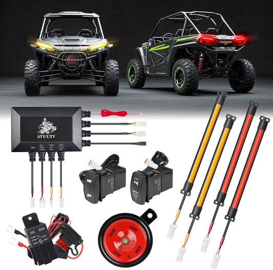 UTV Turn Signal Kit with Horn, LED, Street Legal with Pre-Wired, Universal but Check Compatibility