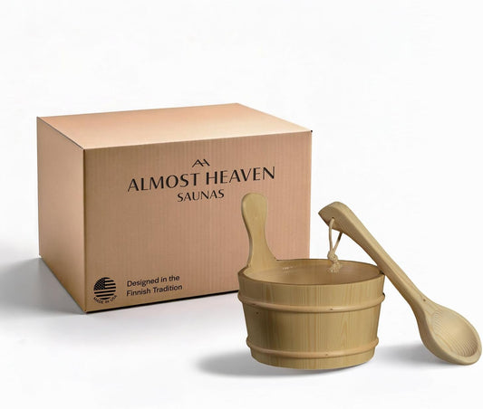 Sauna Bucket/Ladle Set, Cedar Wooden Bucket with Handle Handmade in USA, Luxury Accessory