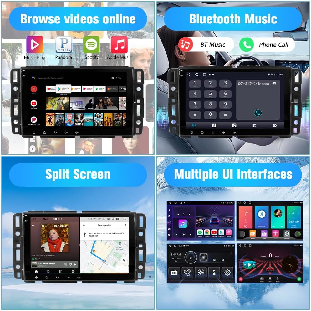 Android 13 [2G+64G] Car Radio for GMC Sierra Yukon Chevrolet Buick Chevy Silverado, 8in Touch Screen