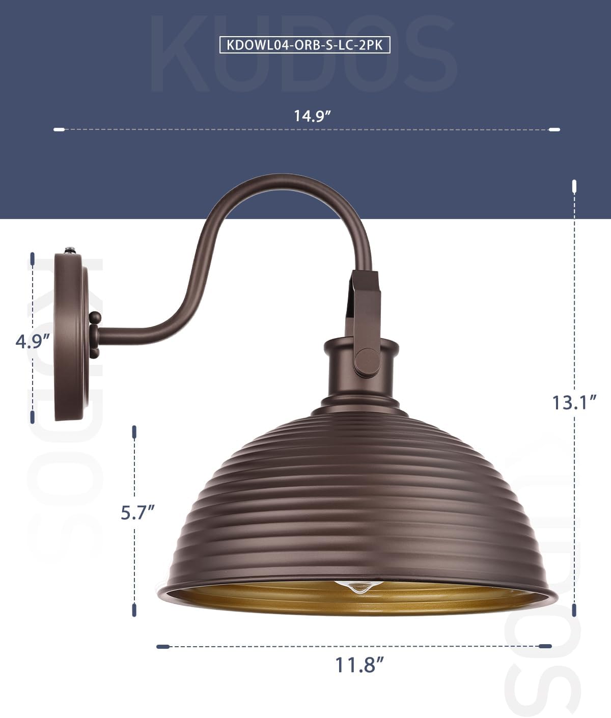 Dusk to Dawn Outdoor Wall Sconce 2-Pack, Exterior Farmhouse Gooseneck, 11.8' Oil Rubbed Bronze Metal