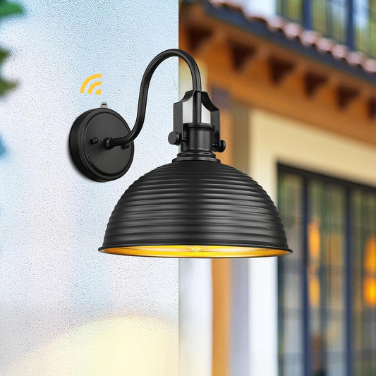 Dusk to Dawn Outdoor Wall Sconce 2-Pack, Exterior Farmhouse Gooseneck, 11.8' Oil Rubbed Bronze Metal