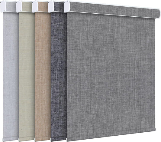 Cordless Roller Shades for Windows, Blackout Blinds, Room Darkening Pull Down Shades with Free-Stop System