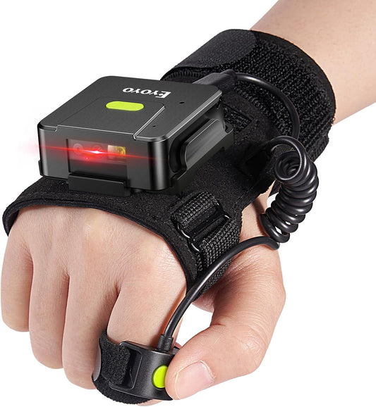 Wearable 2D Barcode Scanner: Finger Ring Bluetooth 1D QR Code Scanner Compatible with iOS and Android