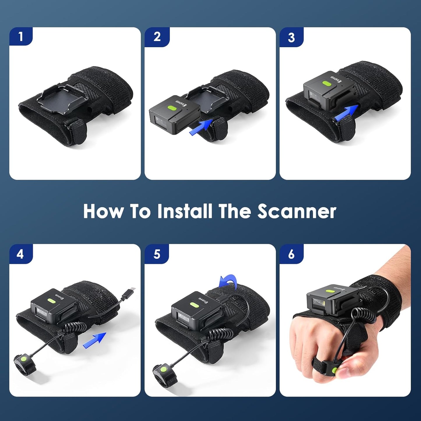 Wearable 2D Barcode Scanner: Finger Ring Bluetooth 1D QR Code Scanner Compatible with iOS and Android