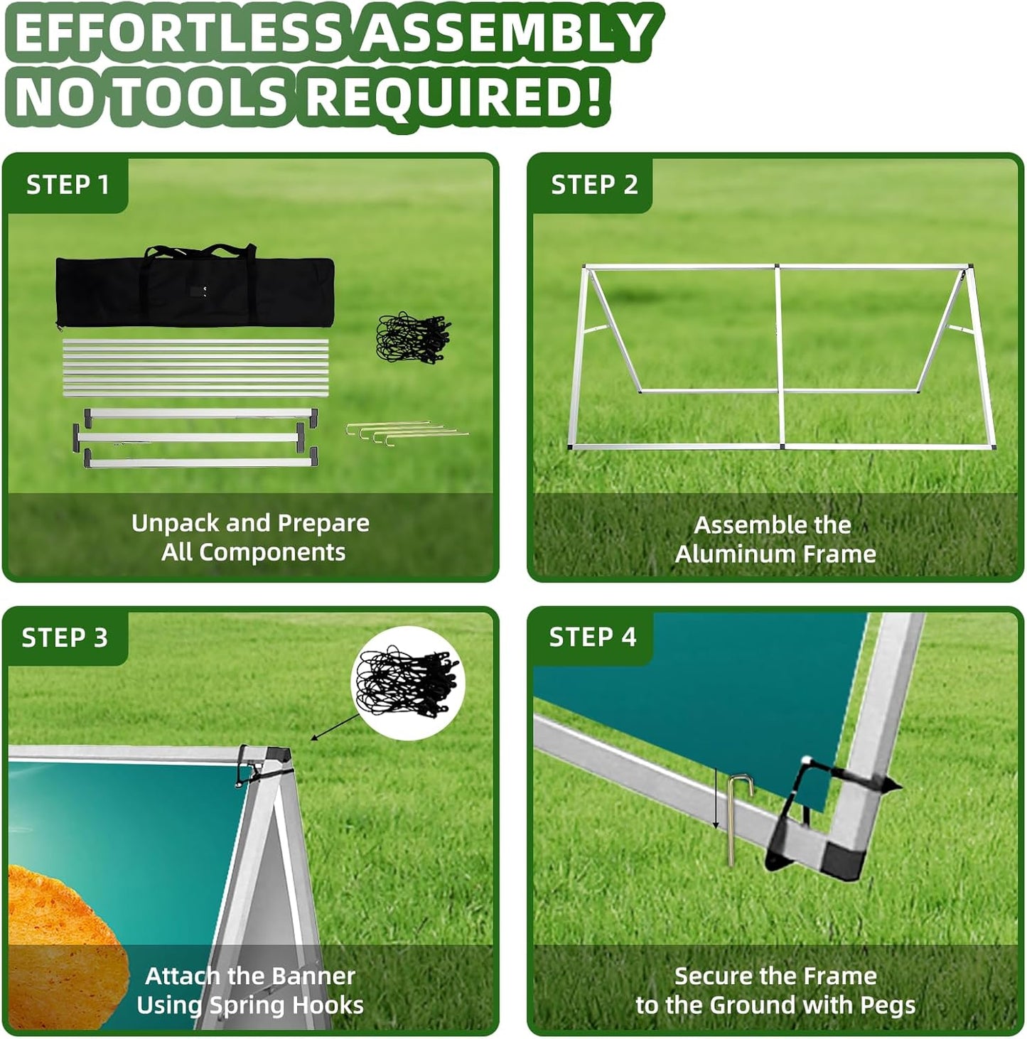 Aluminum Horizontal Banner Stand, 3 x 7ft A-frame Outdoor Holder, Lightweight and Portable, Easy Tool-Free