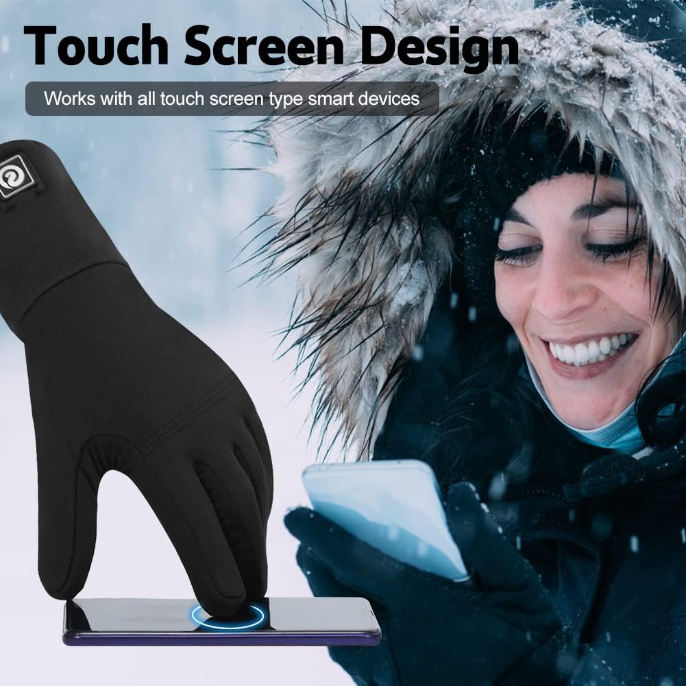 DAY WOLF Heated Glove Liners, 7.4V Heated Gloves for Men Women Black Thin Gloves for Winter Running Cycling,Riding