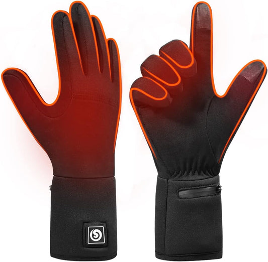 DAY WOLF Heated Glove Liners, 7.4V Heated Gloves for Men Women Black Thin Gloves for Winter Running Cycling,Riding