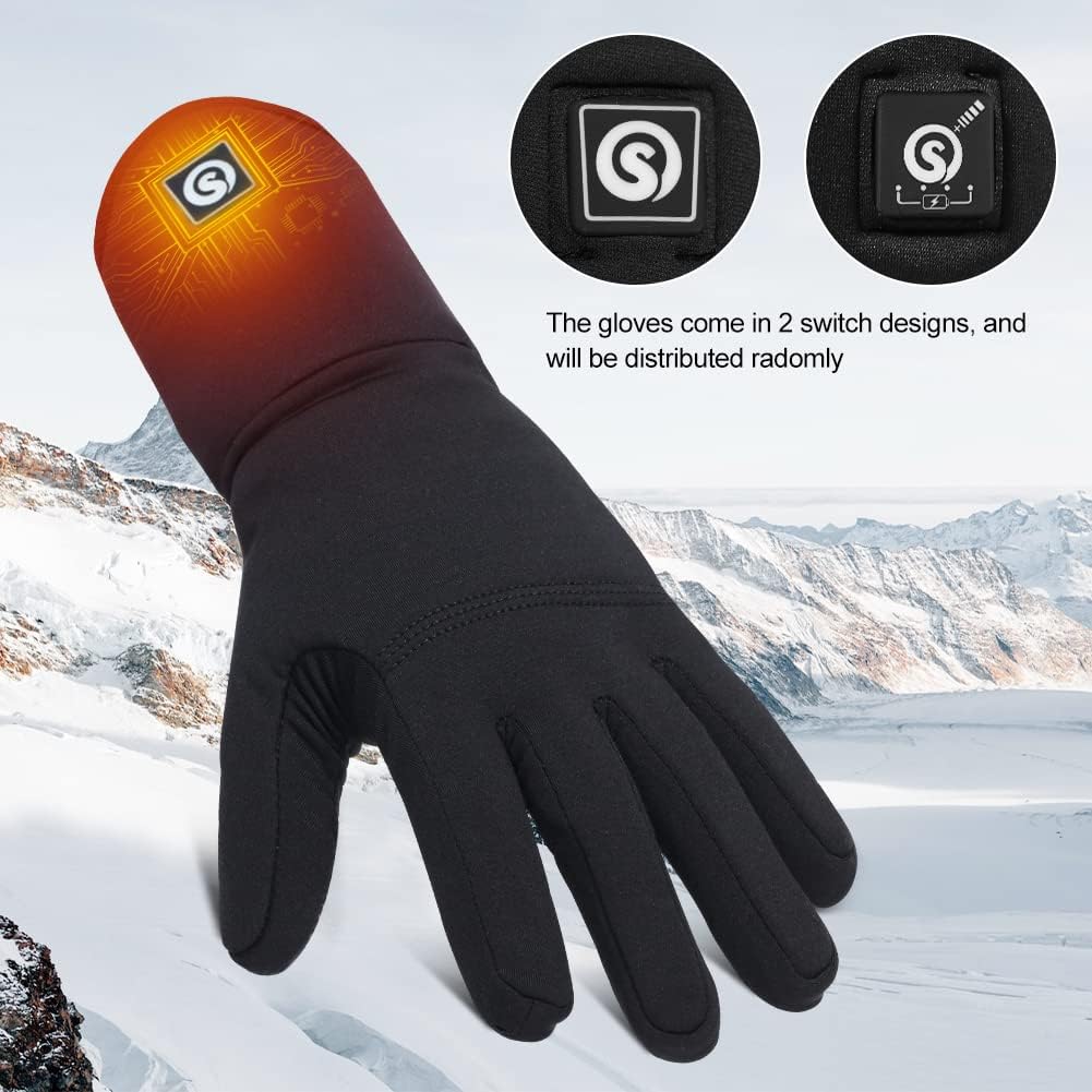 DAY WOLF Heated Glove Liners, 7.4V Heated Gloves for Men Women Black Thin Gloves for Winter Running Cycling,Riding