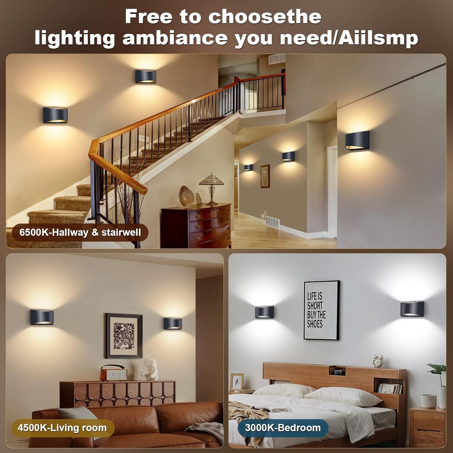Battery Operated 4 Pack Wall Sconce with Remote Control, No Hardwired, Black, Aluminum