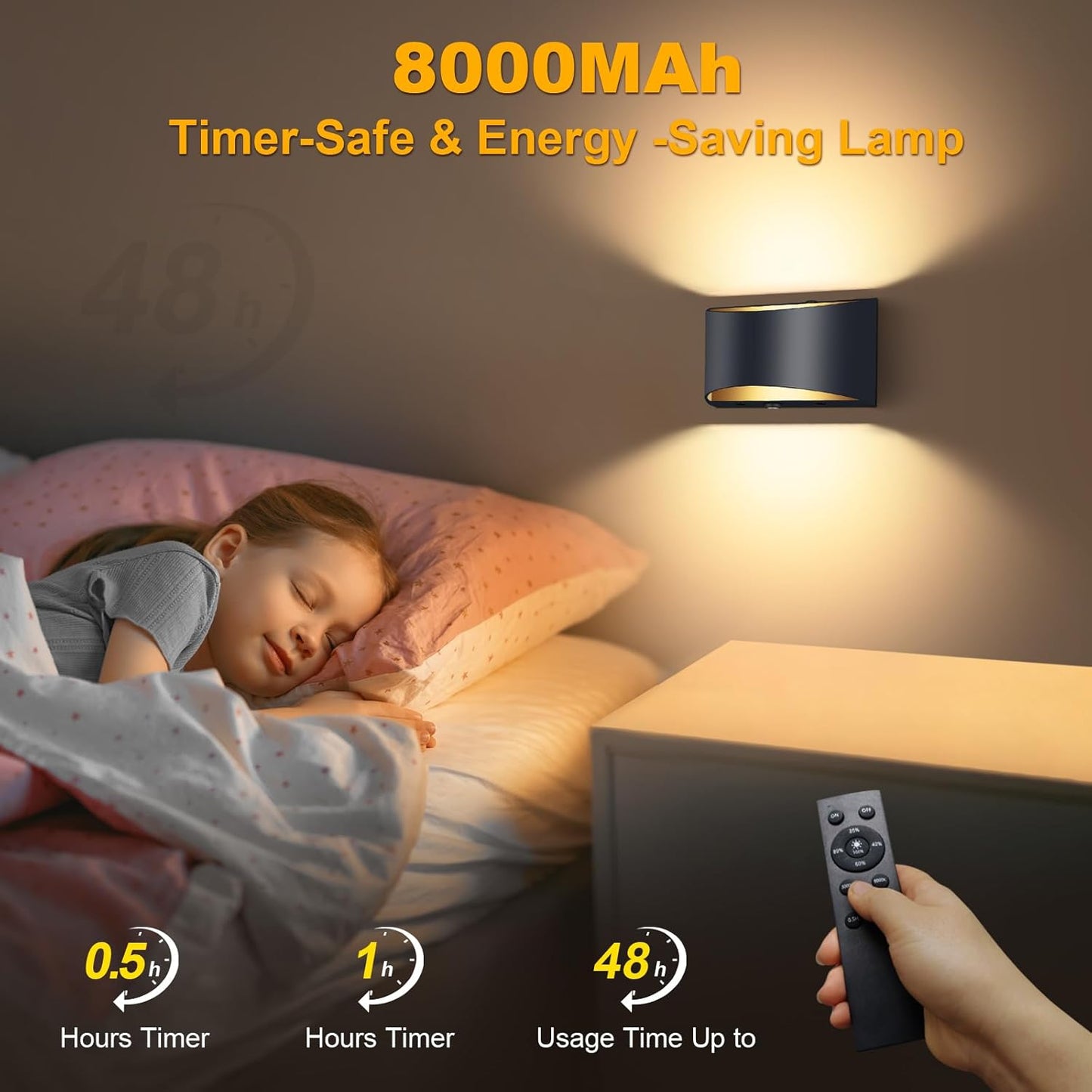 Battery Operated 4 Pack Wall Sconce with Remote Control, No Hardwired, Black, Aluminum