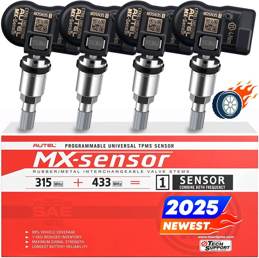 TPMS Sensor Set of 4, MX-Sensor 2in 1 315MHz + 433MHz Press-in TPMS Universal Programmable Sensor