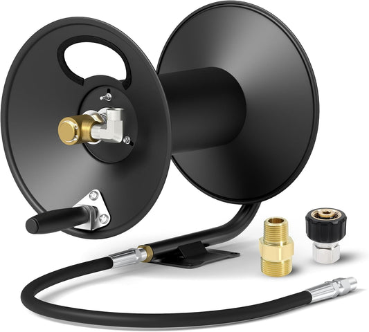 Pressure Washer Hose Reel, 100 FT, Holder For Power Washing Hose, Air Compressor, Jetter, Industrial