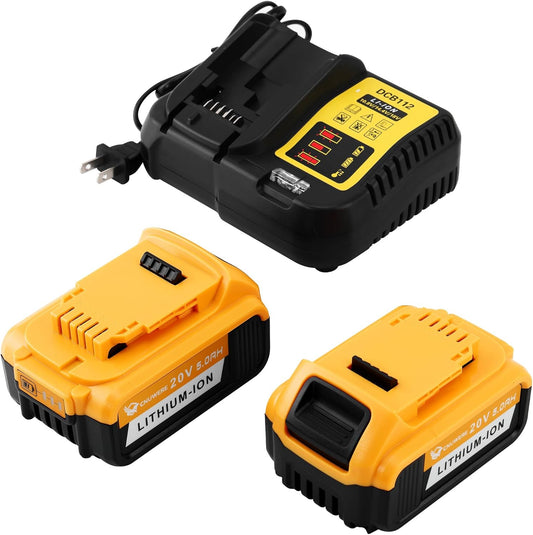 20V 5 AH Battery Lithium - ion with Charger Compatible with Dewalt (2 Packs Orange)