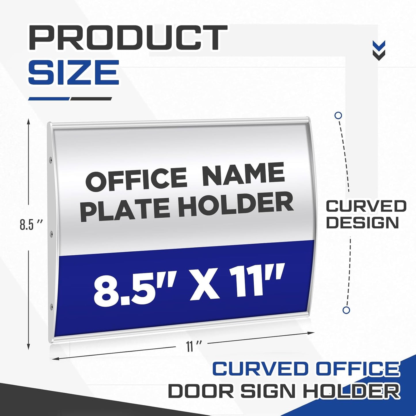 Curved Office Business Door Sign Display, 5 Pack, Aluminum Wall Mount Name Plate Frame Display