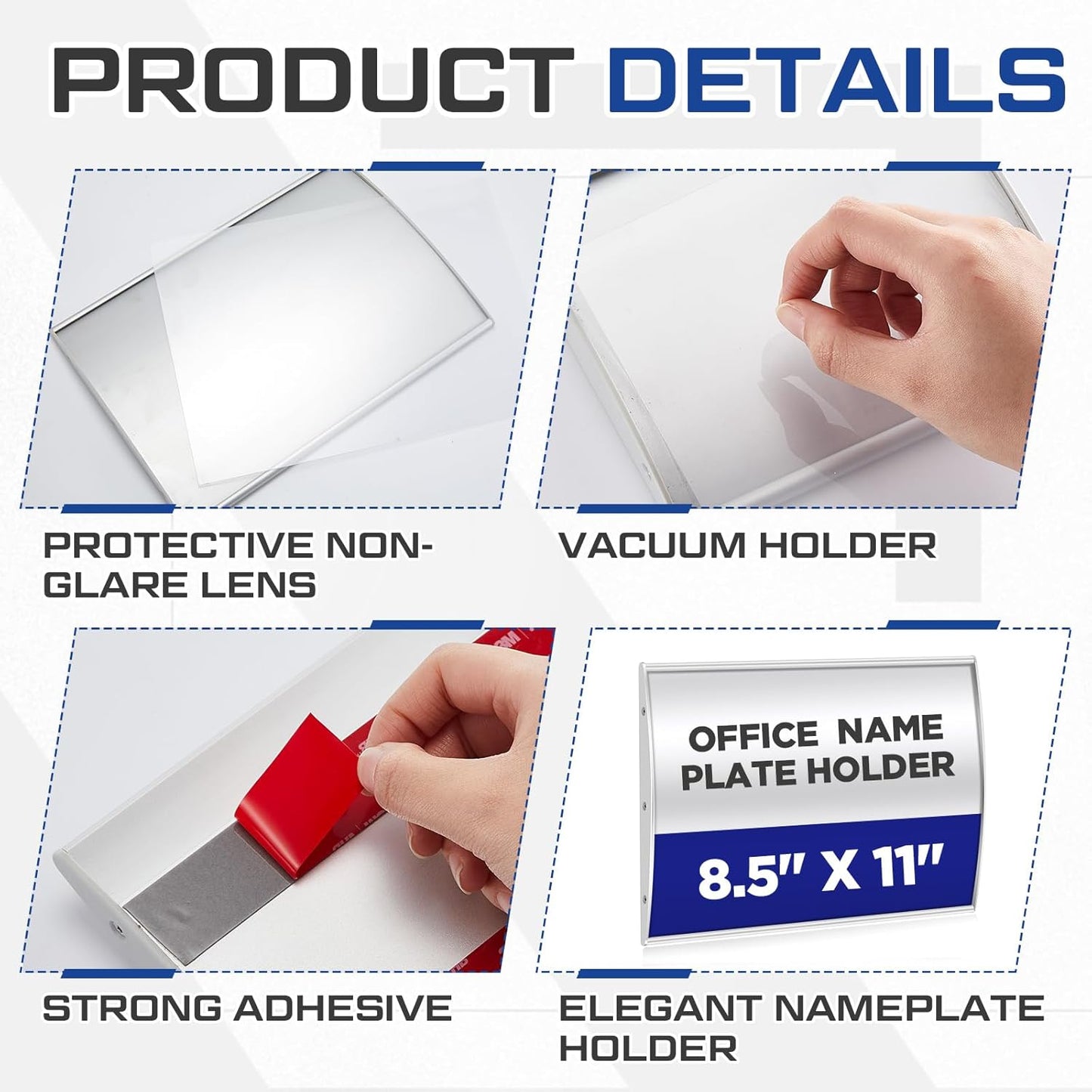 Curved Office Business Door Sign Display, 5 Pack, Aluminum Wall Mount Name Plate Frame Display