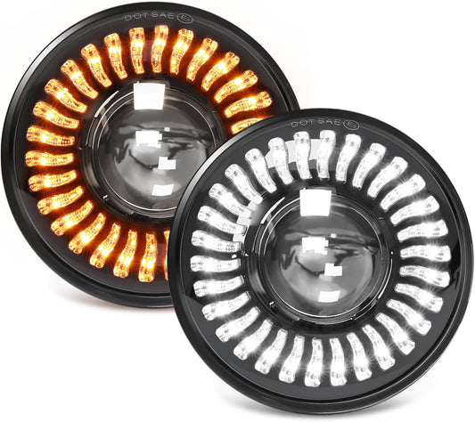 7 Inch Round LED Headlights Assembly High and Low Beam with 'Z' Shape Cut-off Line, for Wrangler JK