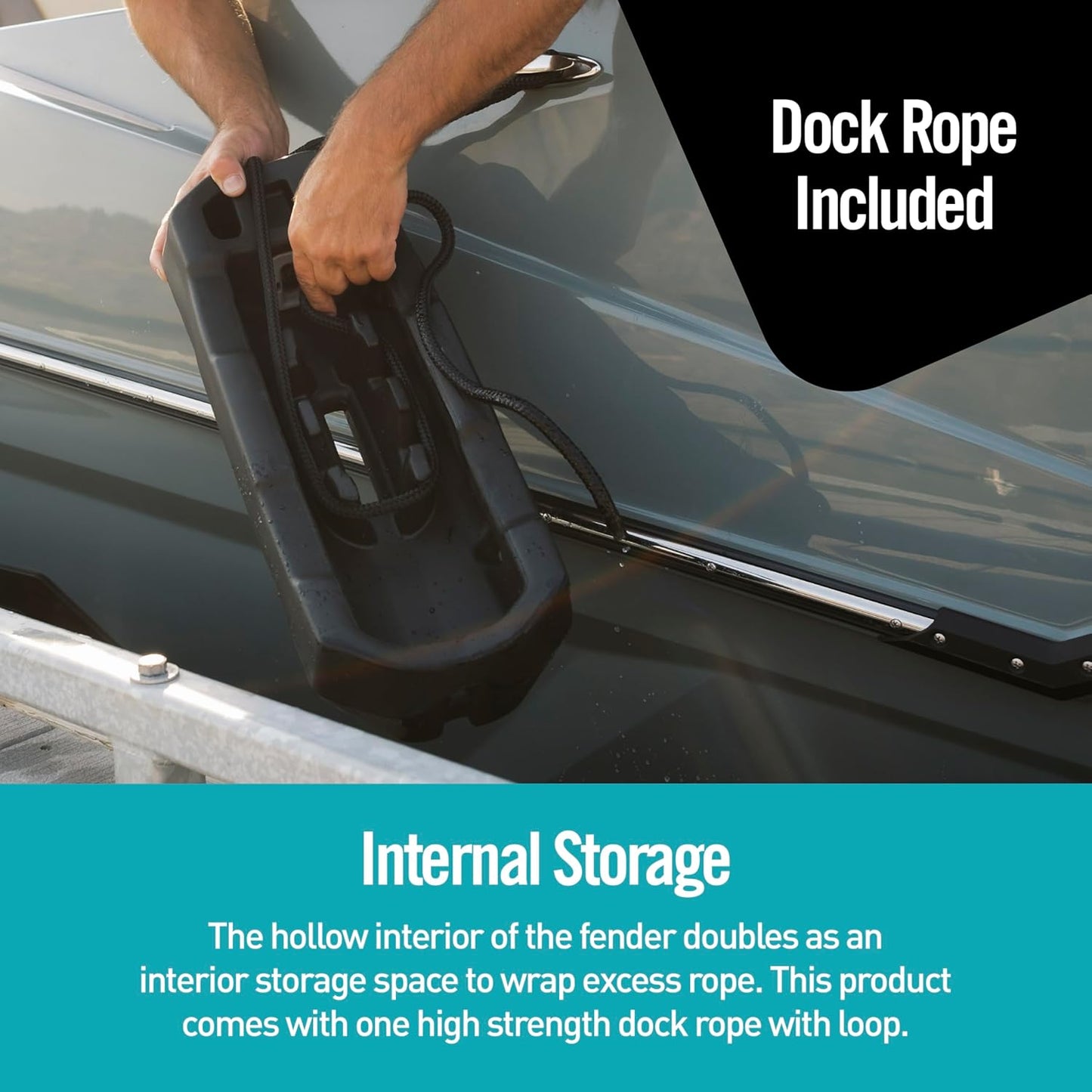 EVA Fender 2.0, Adjustable Boat Fender, UV-Resistant Closed-Cell Foam, Includes High-Strength Dock Rope