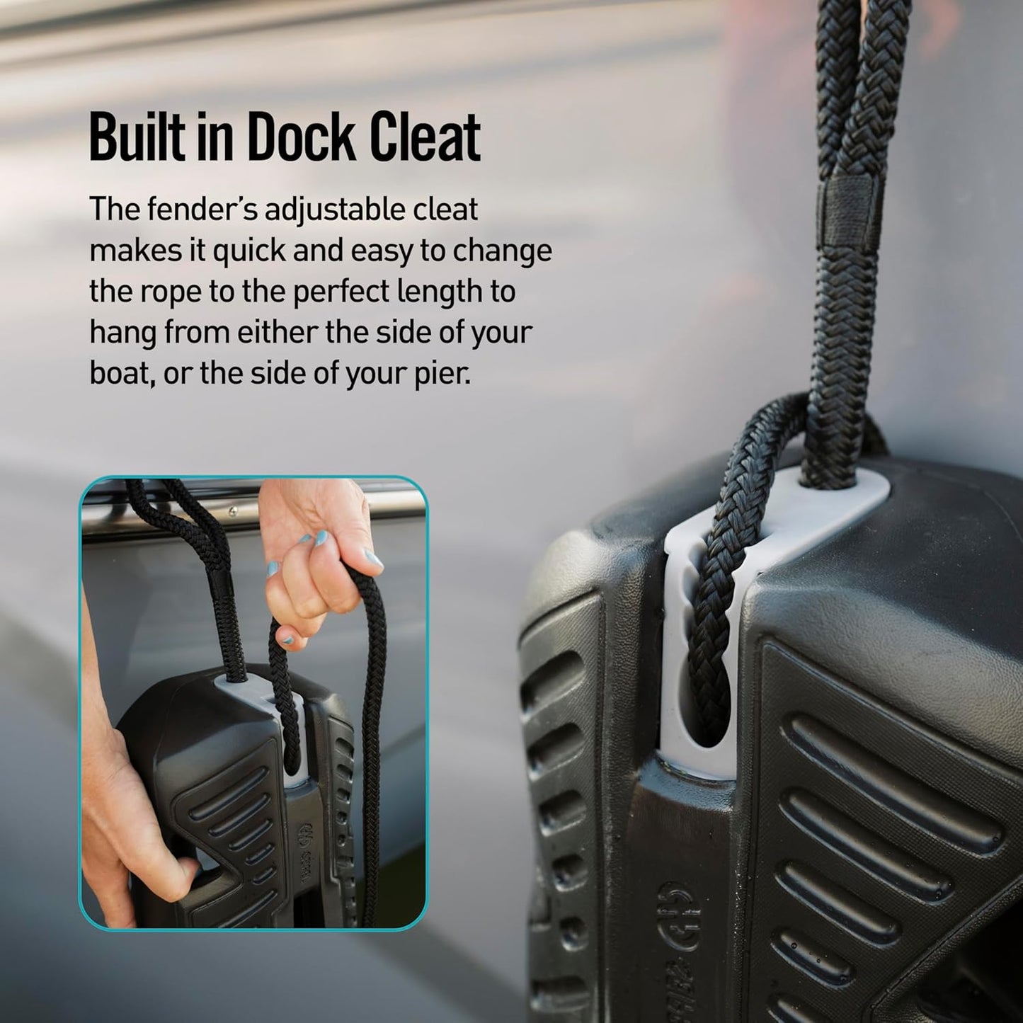 EVA Fender 2.0, Adjustable Boat Fender, UV-Resistant Closed-Cell Foam, Includes High-Strength Dock Rope