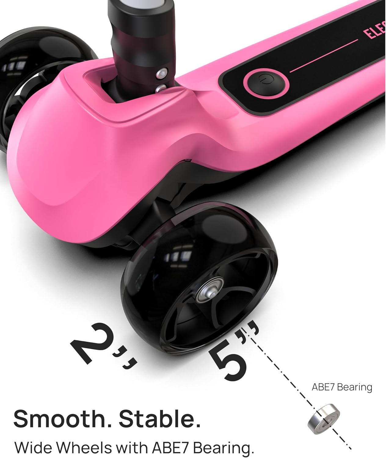 Kids Electric Scooter for Age 4-9, 3 large LED Light-Up Wheels, Wide Flashing Deck, Adjustable Height