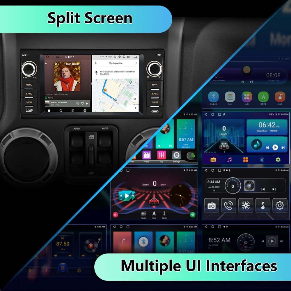 Car Stereo [2GB+64GB] for Jeep Wrangler JK Compass Patriot/Chrysler/Dodge RAM Charger, 7in Touch Screen