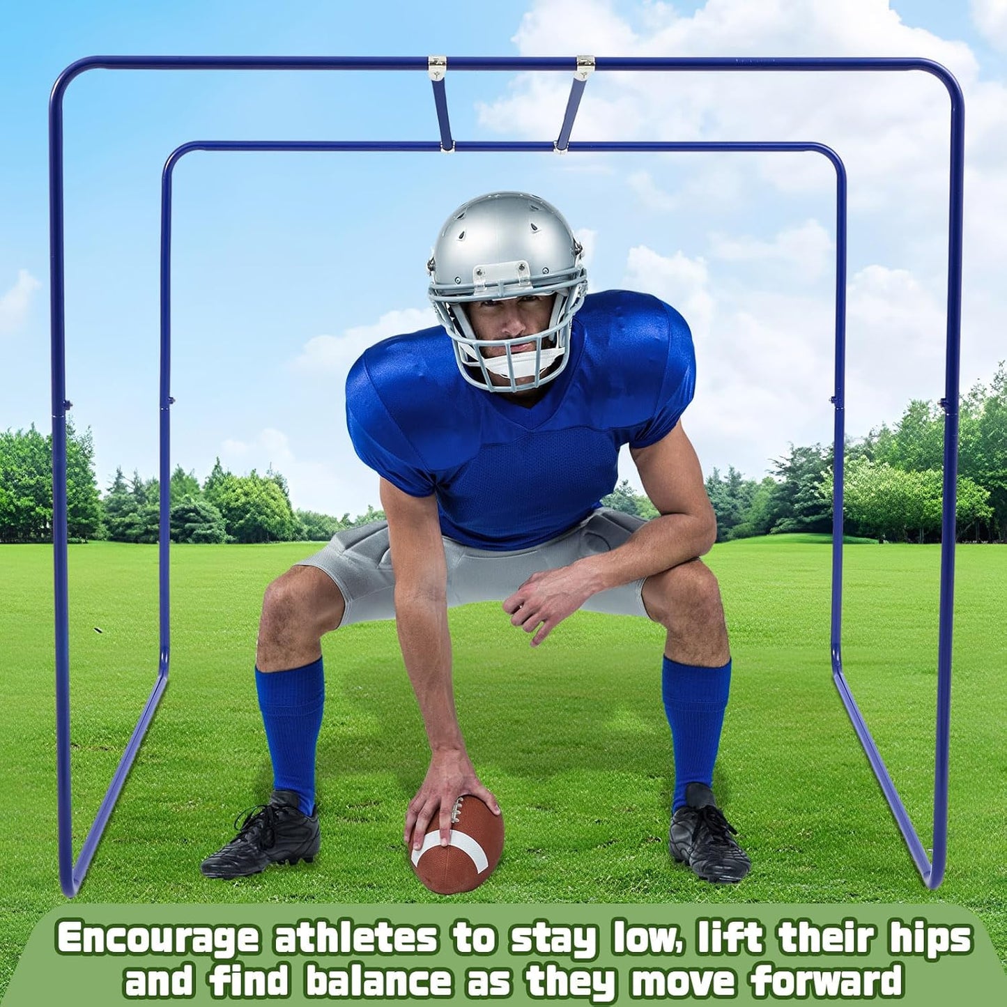 Varsity Sports Steel Lineman Chute for Football Players Teams Training Practice Equipment, Blue