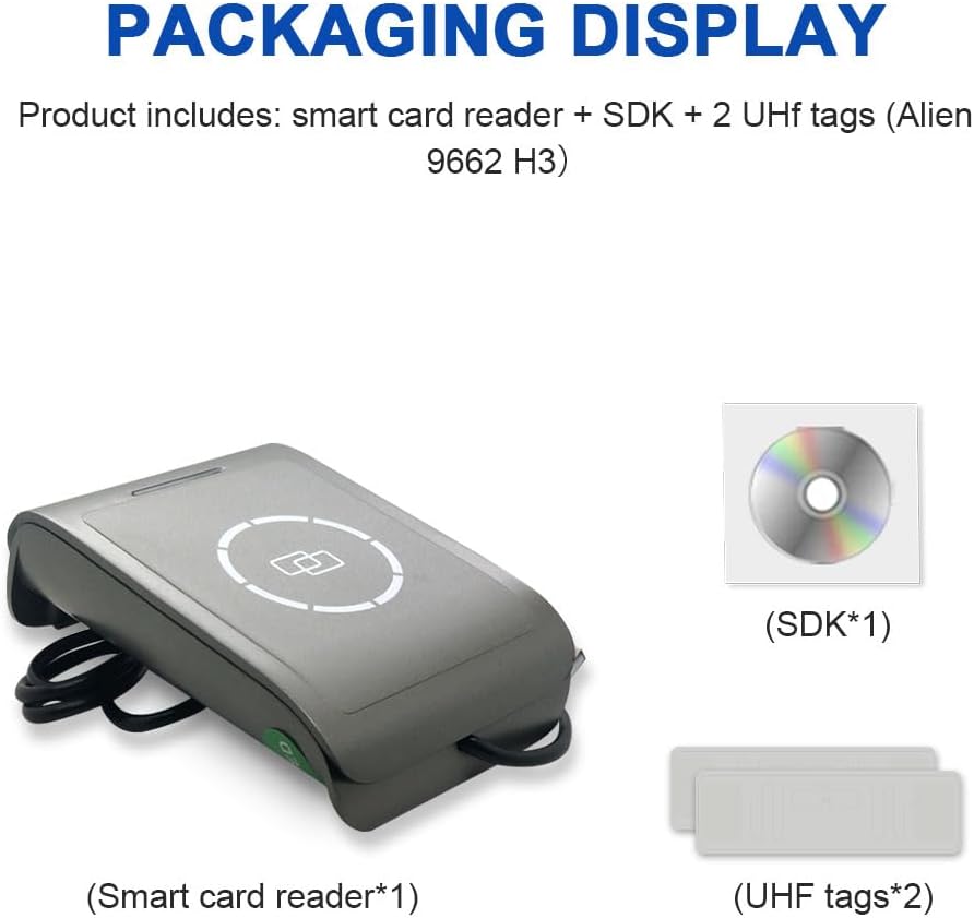 Fongwah Desktop Gen 2 UHF Reader/Writer ISO18000-6C up to 39 Inches Reading Distance with Configuration Tool and Free SDK