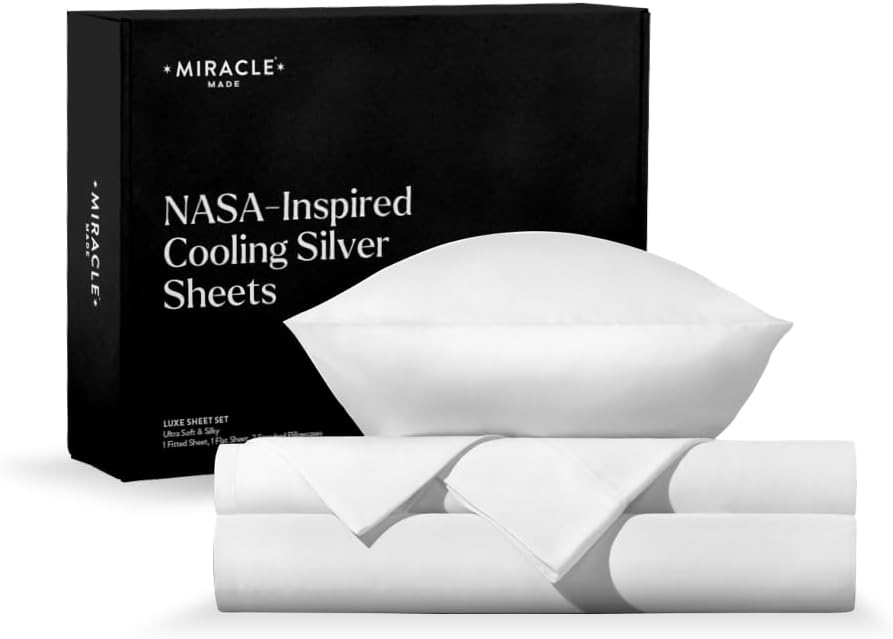 Extra Luxe Cool IT True Grip Fitted Bed Sheet, White, 4-Pc, Split King Size, Silver Infused 300 Thread Count Cooling