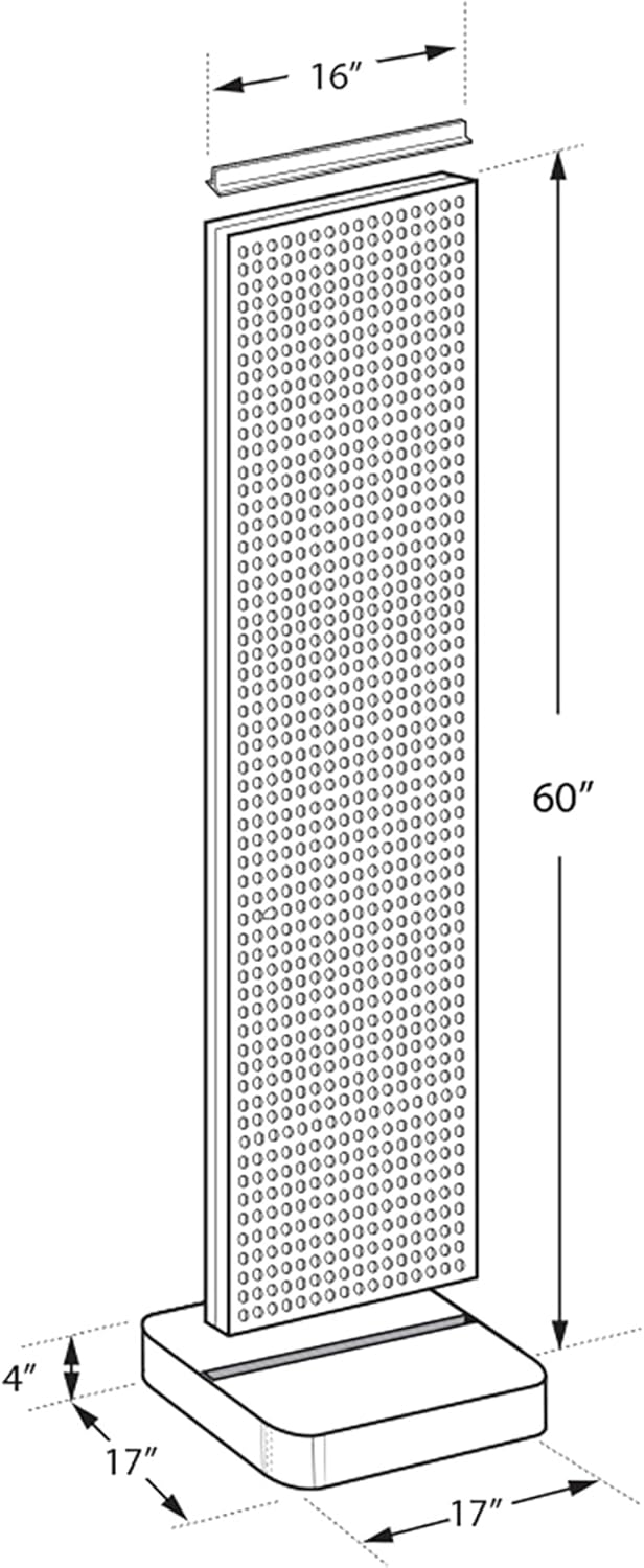 Black 2-sided Pegboard Display, Non-Revolving, round, studio Base Panel Size:16'W X 60'