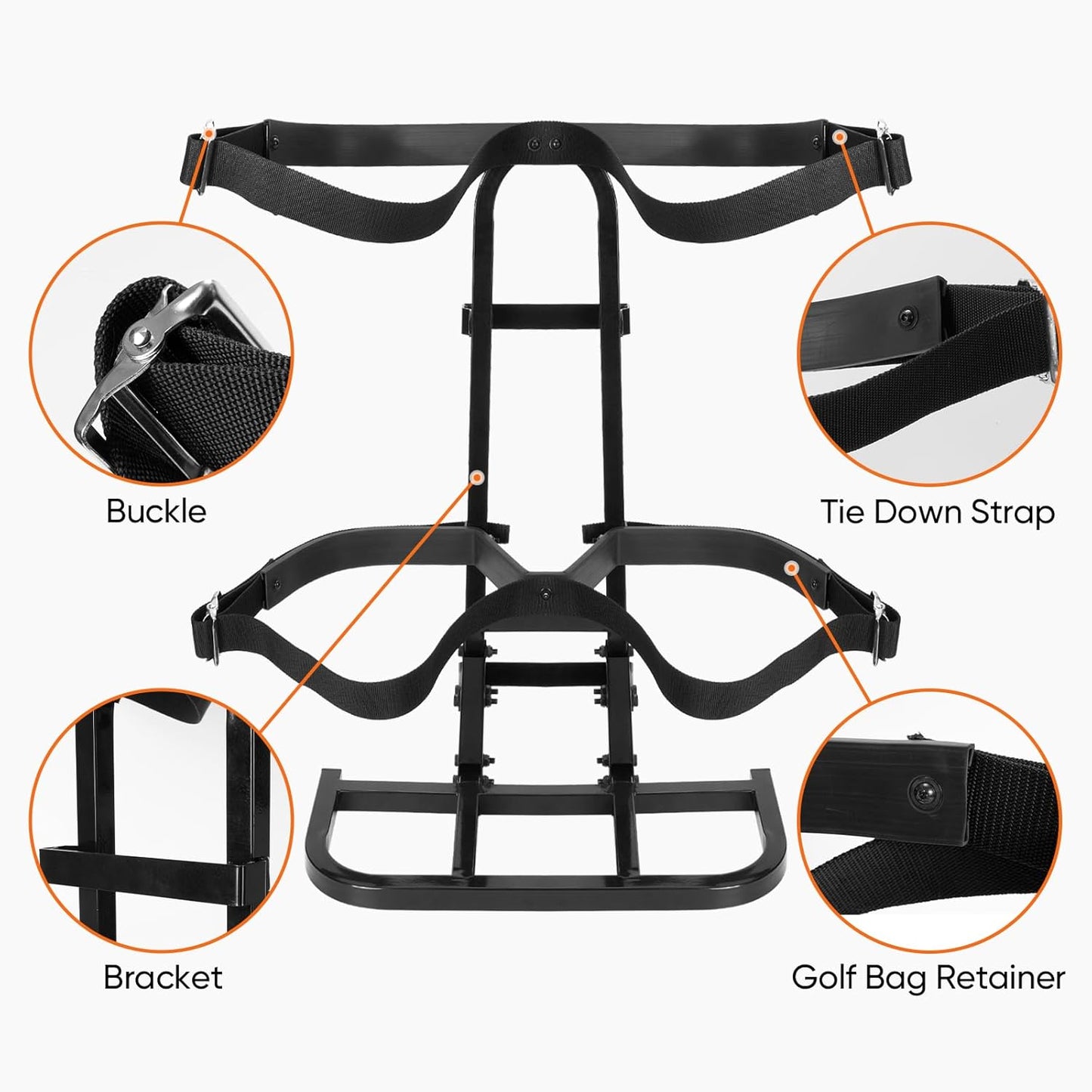 Universal Golf Cart Rear Seat Bag Holder Rack, Compatible with EZGO/Club Car/Yamaha