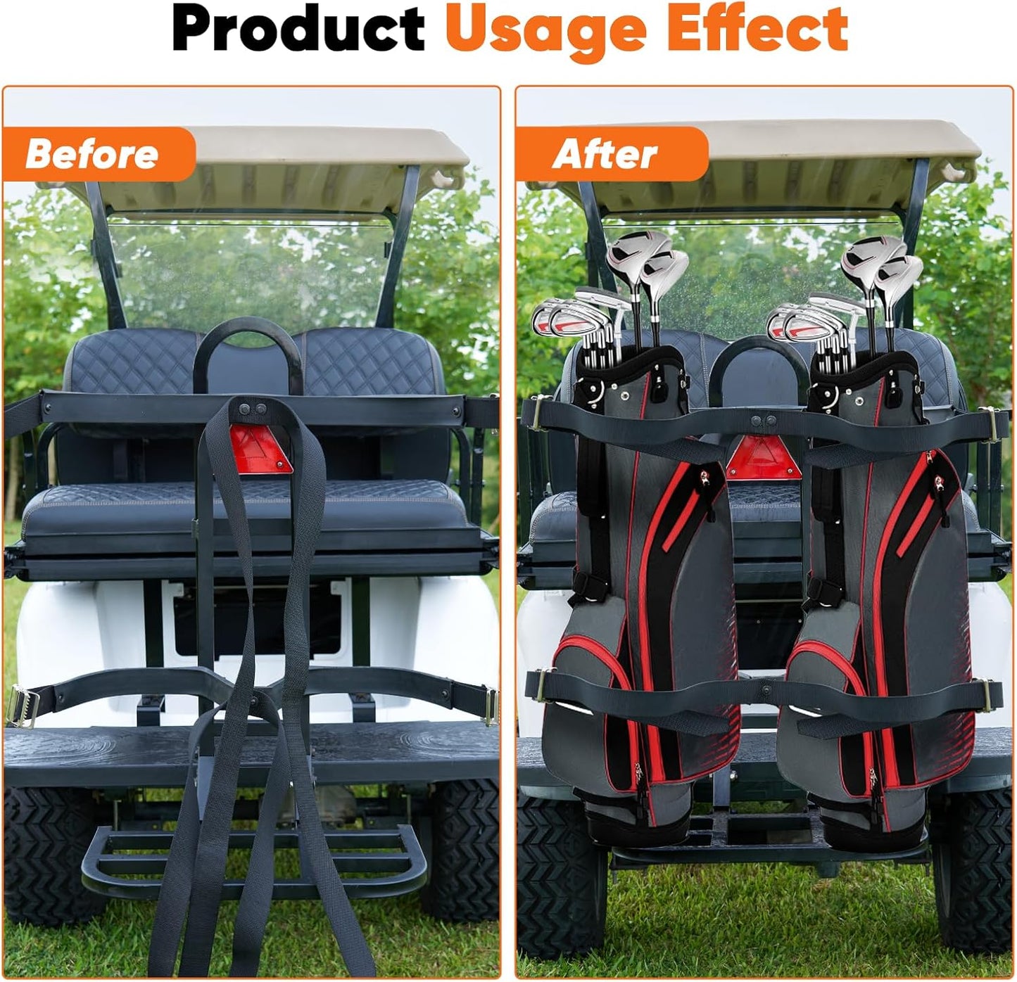 Universal Golf Cart Rear Seat Bag Holder Rack, Compatible with EZGO/Club Car/Yamaha