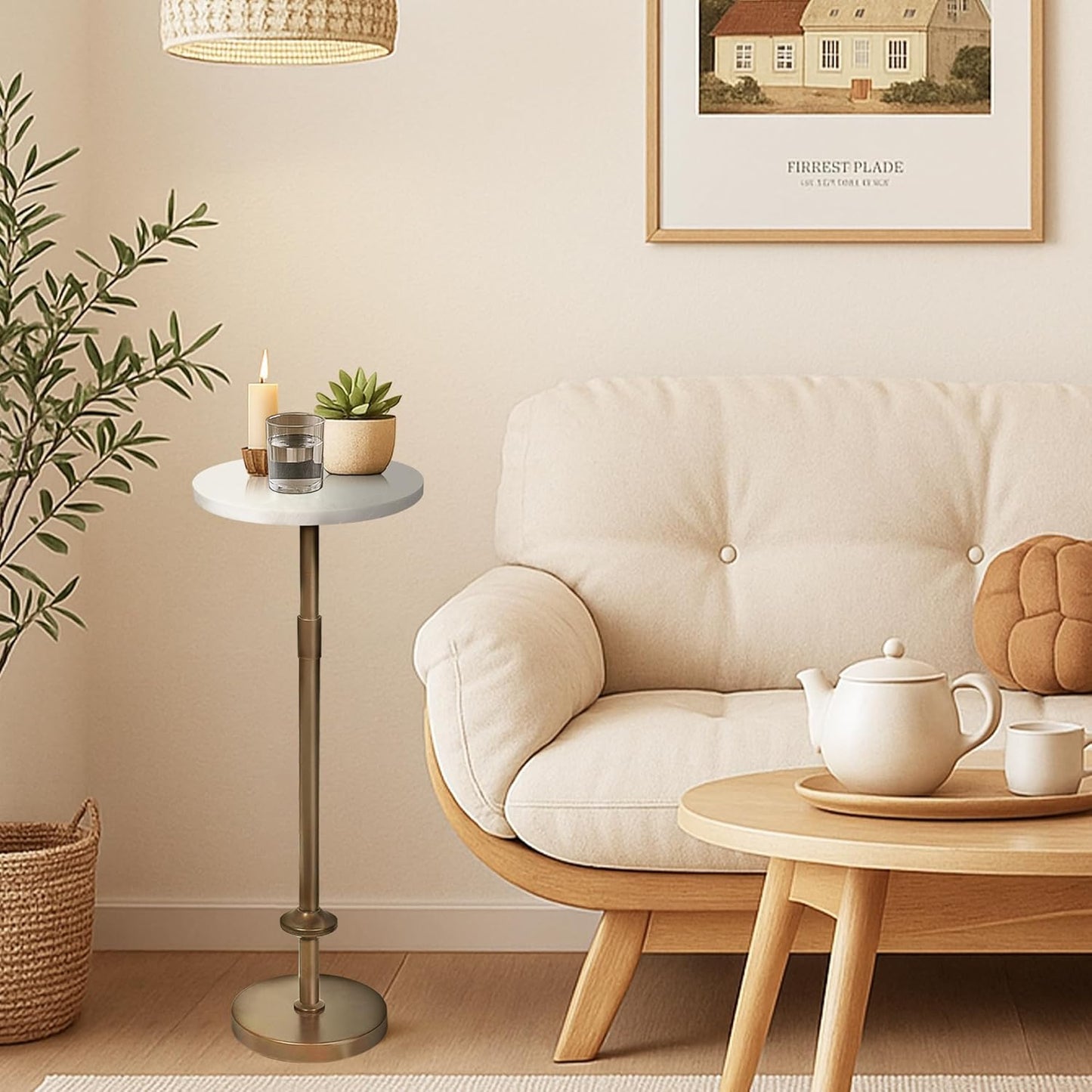 Martini Table Height Adjustable, Drink Tables for Small Spaces, Round Side Table, Tiny Side Tables