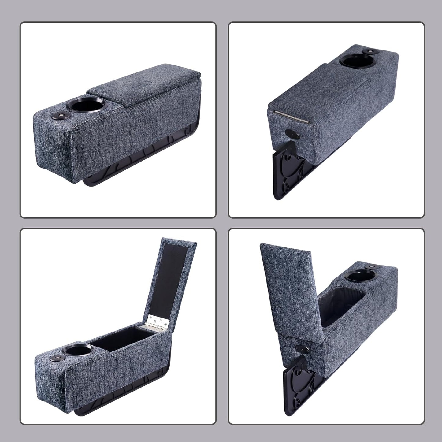 Multifunctional Sofa Armrest Couch Caddy Wireless Charging Stand, Phone Holder, Removable Organizer, Navy