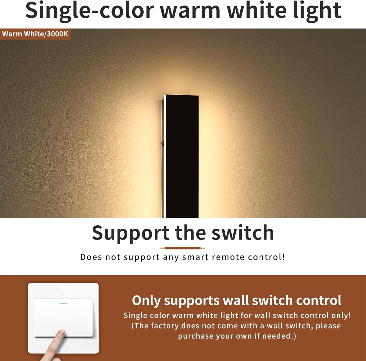Linear Outdoor Wall Light, 2Pk of 47.2' Long, 3000K Warm White Modern Wall Mounted Sconce, Waterproof IP65