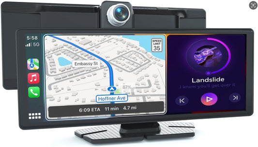 Wireless CarPlay and Android Auto Portable Car Display 10.26' , Bluetooth and Wireless FM Transmitter
