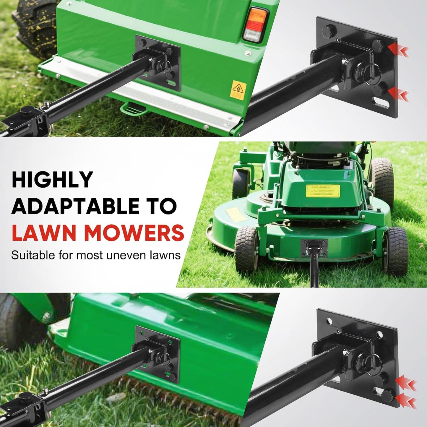 Adjustable Walk Behind Mower Sulky, Lawn Trailer with 13' Tires for Mower Sulky, Easy Forward/Reverse