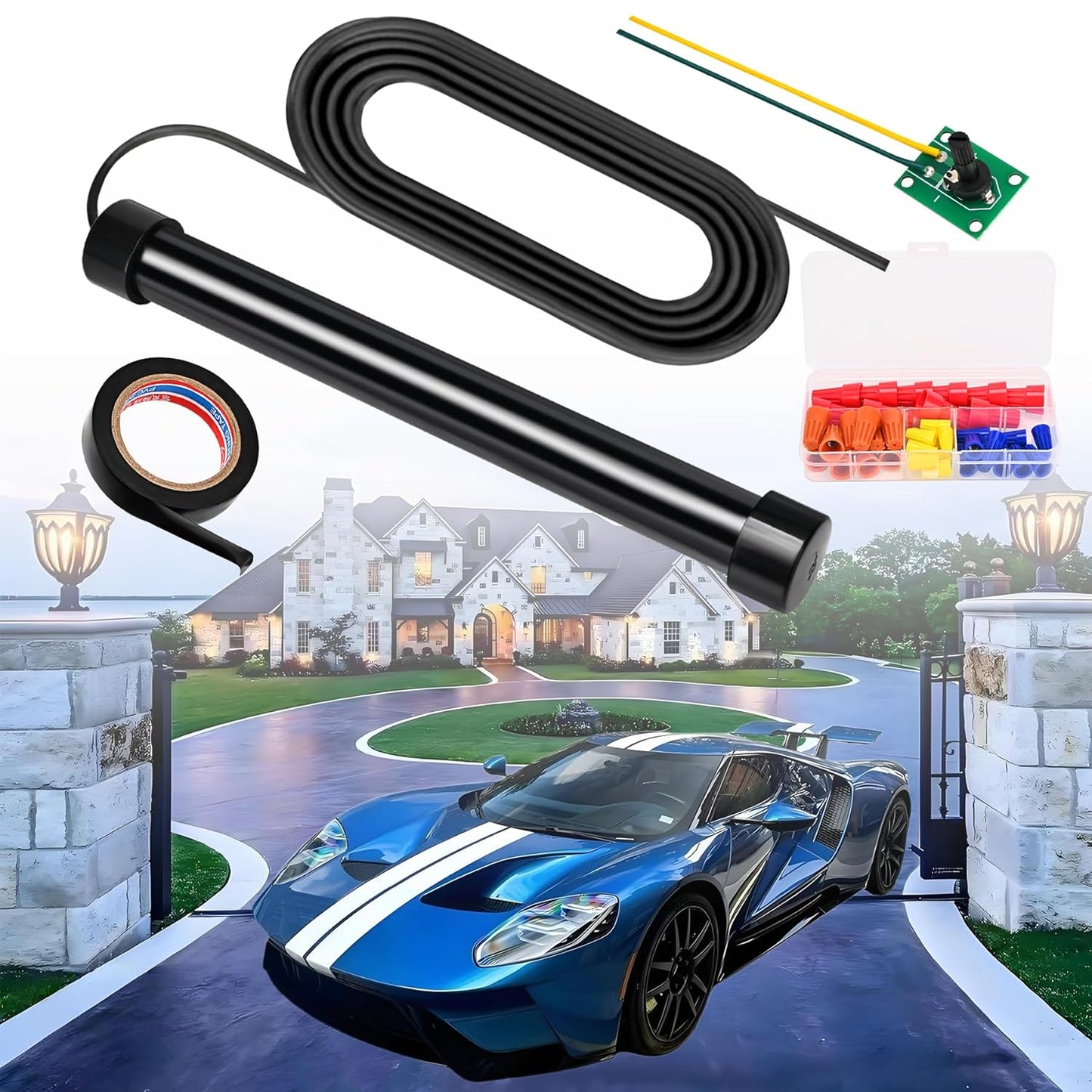 2025 Upgraded Vehicle Exit Sensor, Automatic Gate Opener with 50 ft Cord, Mighty Mule, Ghost Compatible