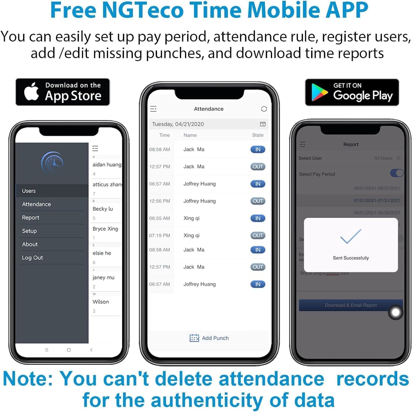 Time Clock for Small Business, 2.4GHz WiFi Fingerprint Employee Time Card Machine with iOS/Android App