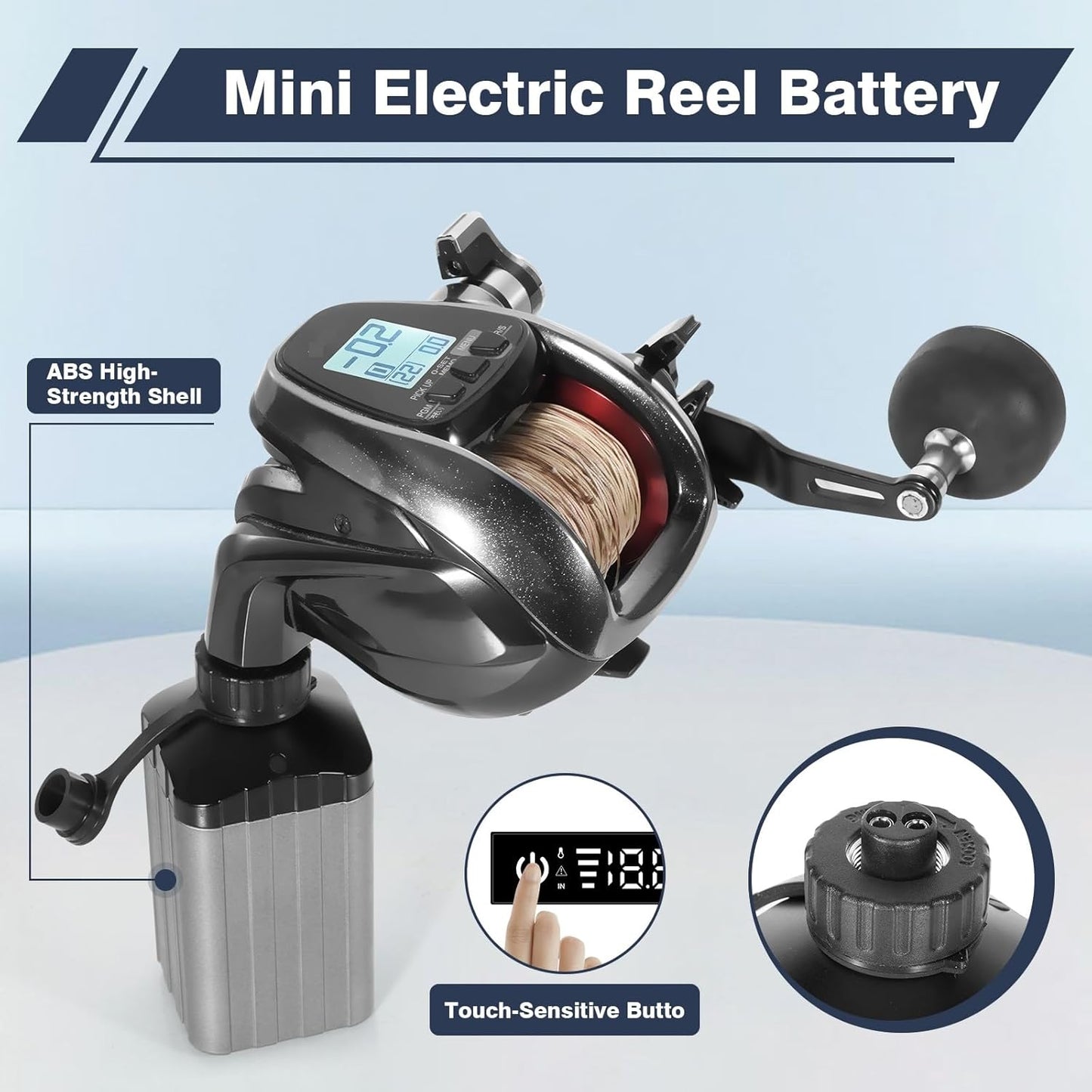 Mini Portable Fishing Reel Battery, 5000mAh 14.8V Professional, with Charger