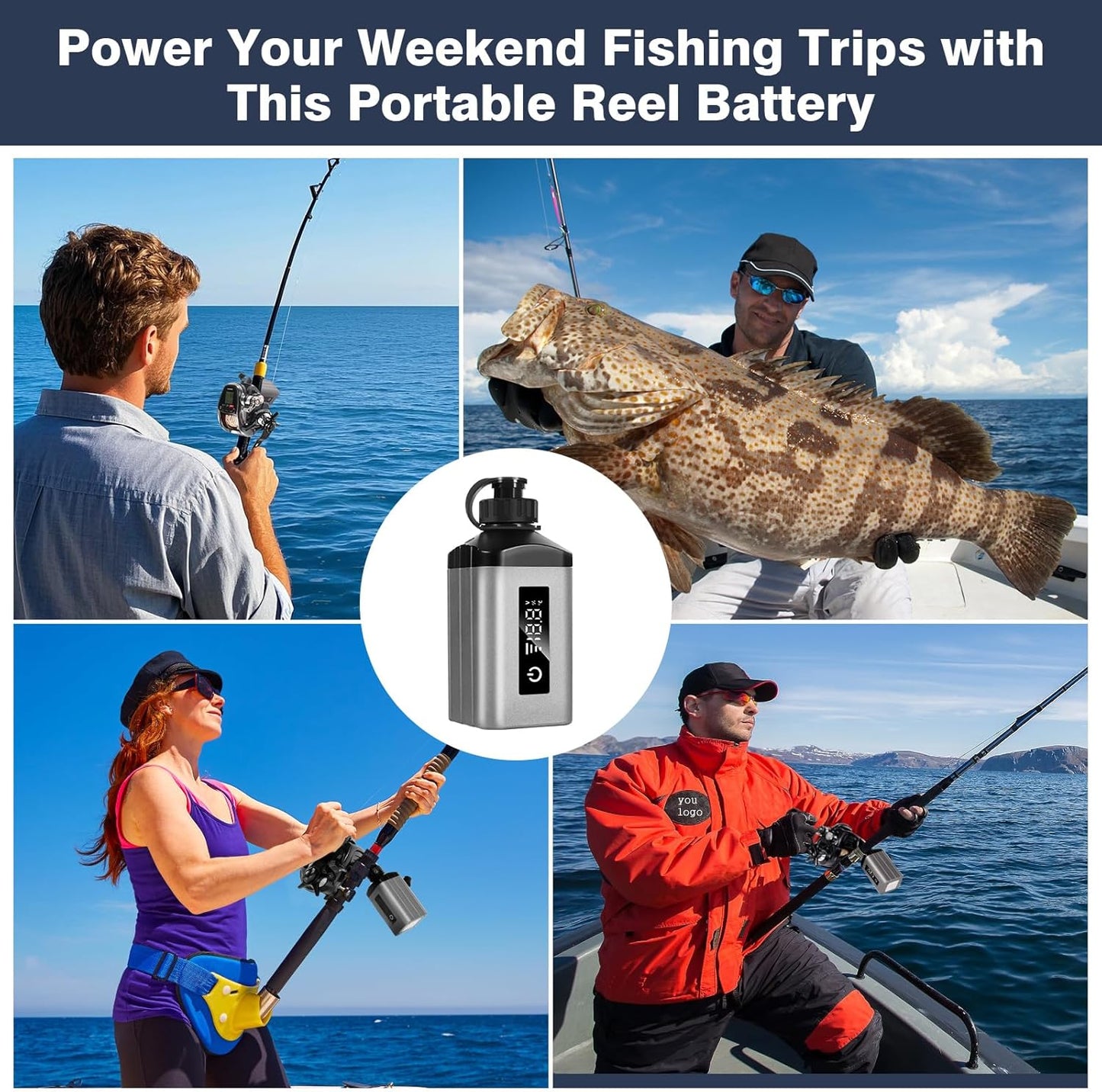 Mini Portable Fishing Reel Battery, 5000mAh 14.8V Professional, with Charger