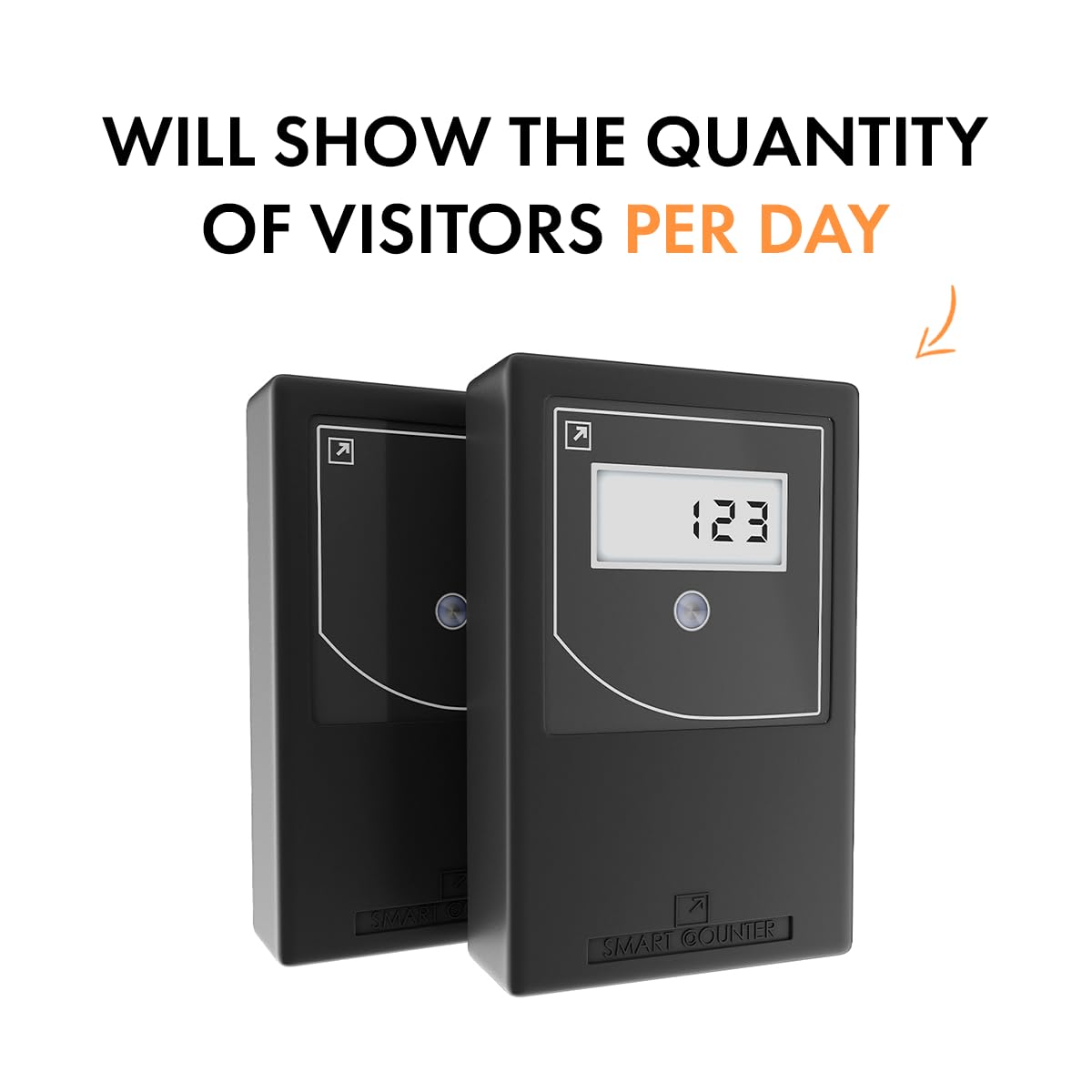 Smart Counter Retail People Counter, (Black) Infrared and Wireless, Battery Operated, with Reset Protection