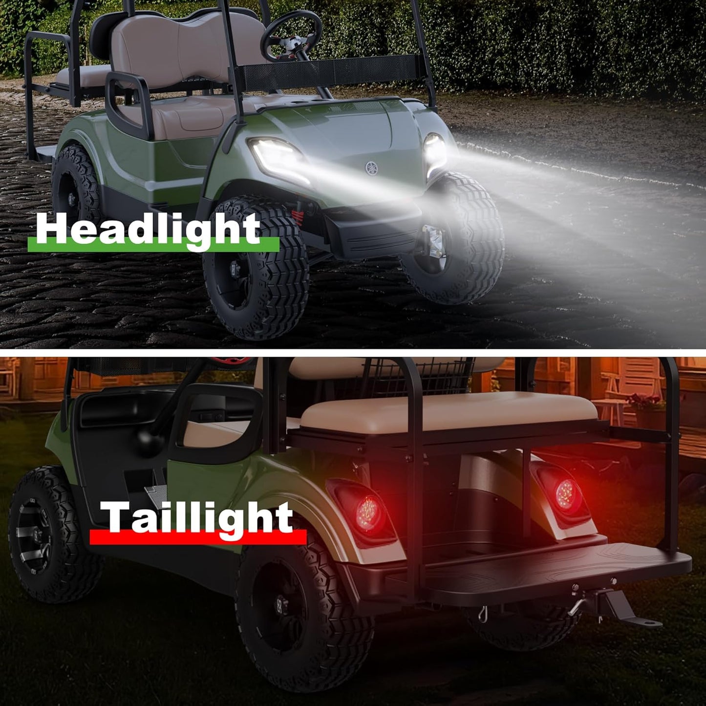 Golf Cart Light Kits for Yamaha Drive, 2 Models (12V to 72V Compatibility), Comprehensive Street-Legal Package