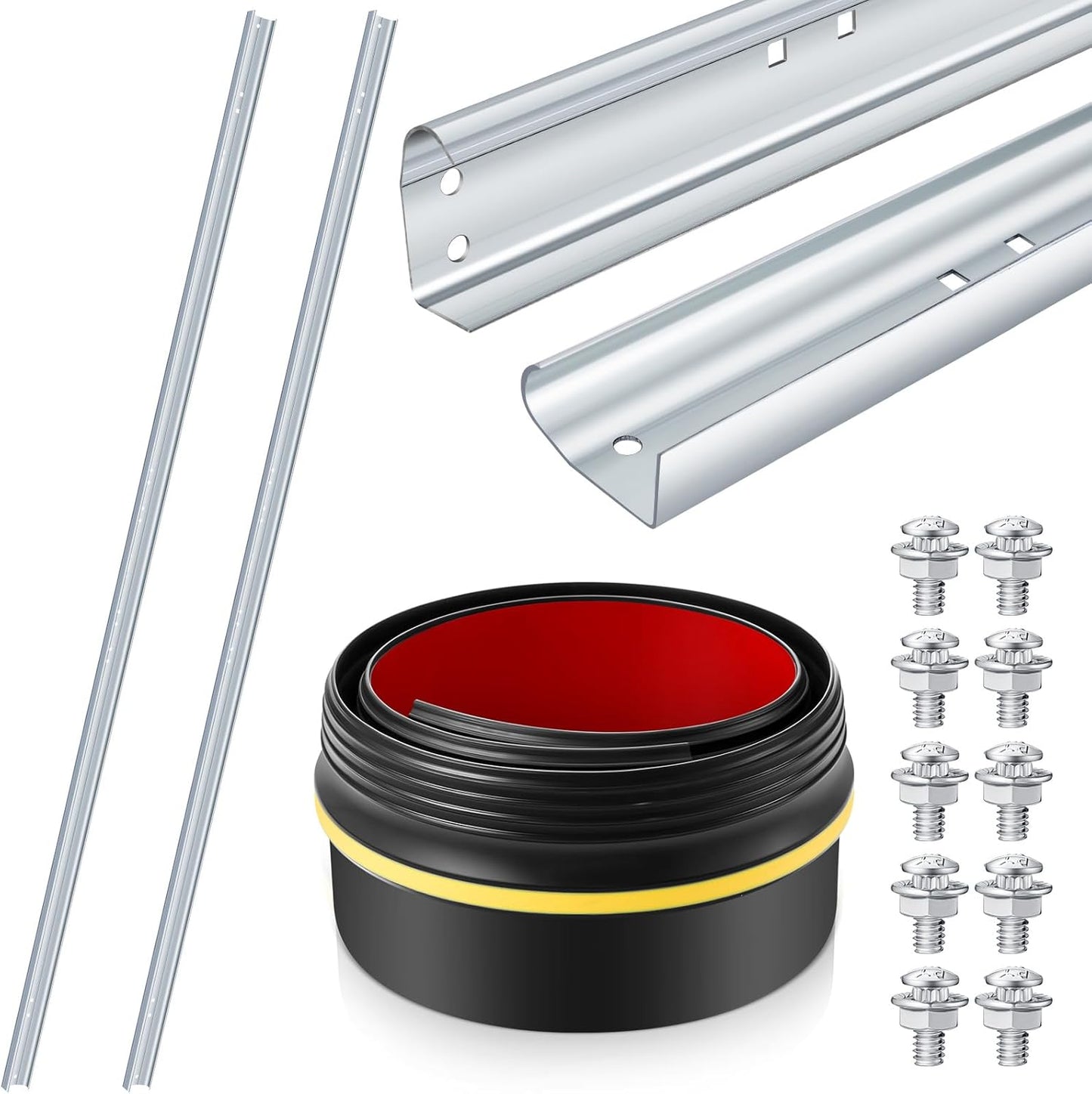 Garage Door Tracks, 2-Pack 76-inch Galvanized Steel with 31 ft Garage Door Seal Strip Set for 7 Feet Garage Doors
