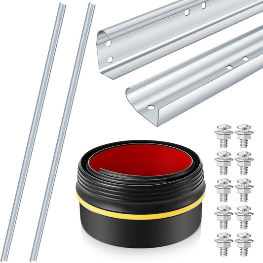 Garage Door Tracks, 2-Pack 76-inch Galvanized Steel with 31 ft Garage Door Seal Strip Set for 7 Feet Garage Doors