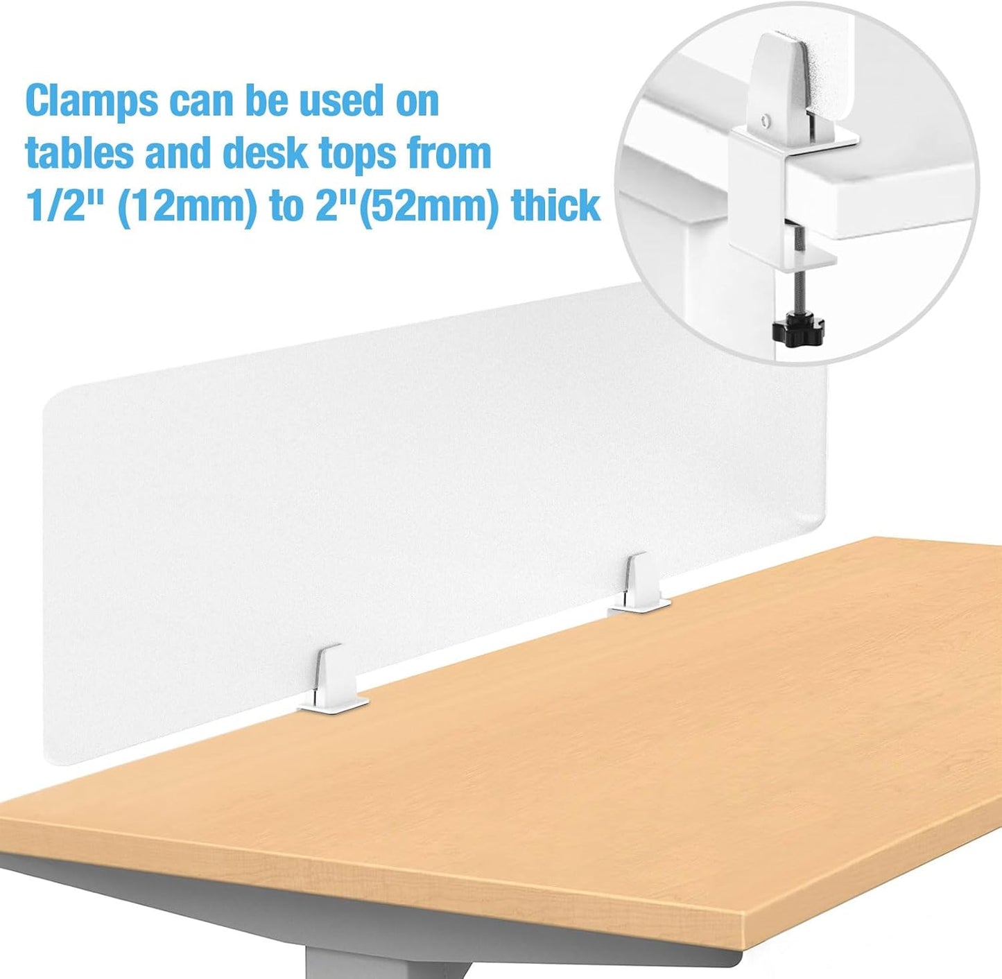 Desk Divider 4 Pcs Desk Privacy Panel 47.2'L x 15.8W' Office Partitions Frosted Acrylic Panel