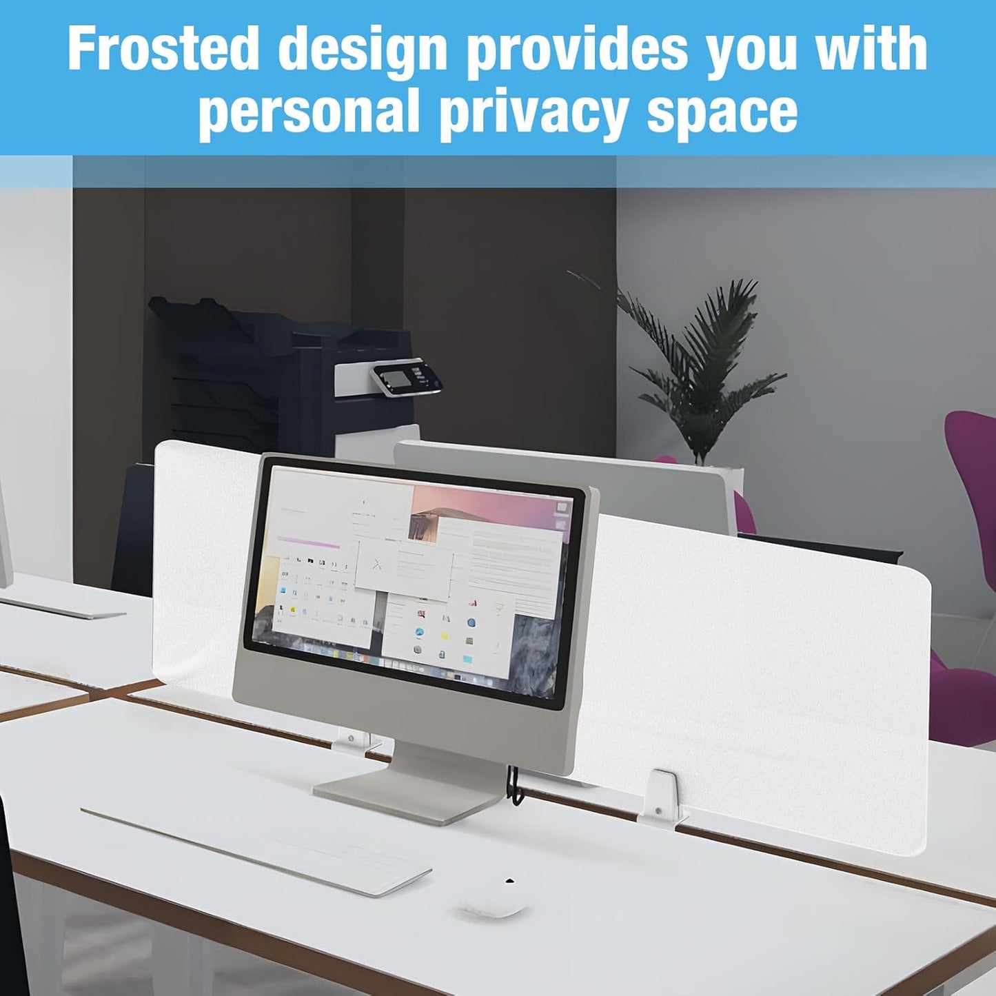 Desk Divider 4 Pcs Desk Privacy Panel 47.2'L x 15.8W' Office Partitions Frosted Acrylic Panel