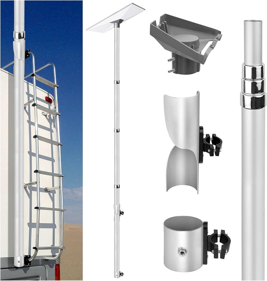 Starlink Gen 3 Flag Pole Mount Kit, 10 feet Telescoping Flag-Pole- Fits for 0.7 to 1.1 Inch Round Ladder Rails