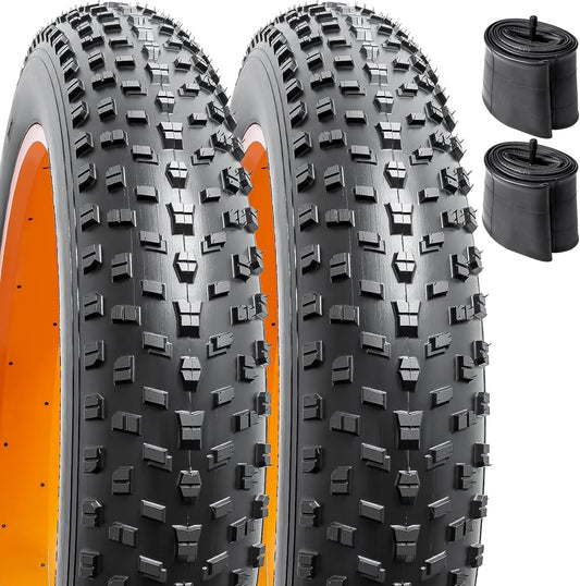 2-PC 26' Mountain Fat Bike Tire 26x4.0/100-559 and 26' Heavy Duty Fat Bike Tube AV 32MM